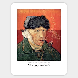 Self-Portrait with Bandaged Ear and Pipe with text Sticker